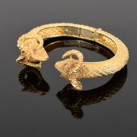 14K Gold & Ruby Ram Heads Bangle Bracelet - Sold for $2,688 on 12-01-2022 (Lot 34).jpg